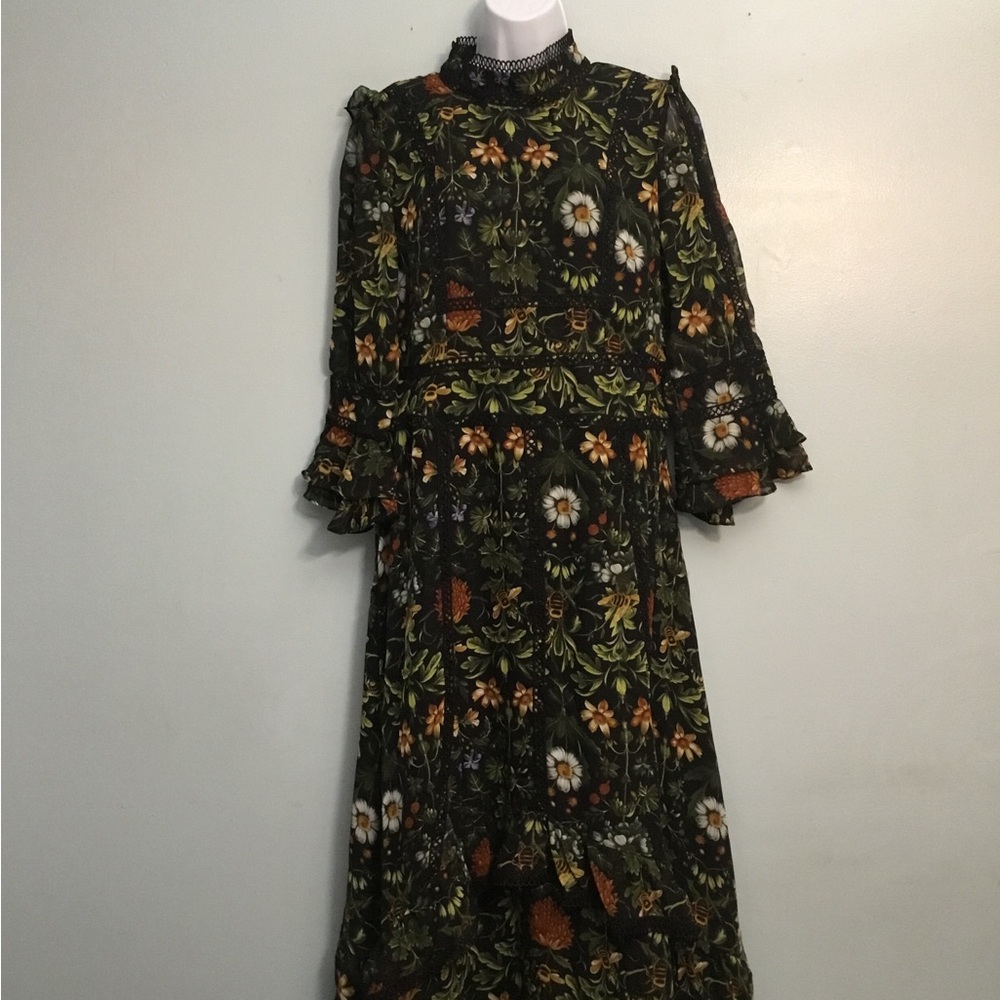 Dalia Black Floral Long Sleeve Dress - Picture 12 of 14